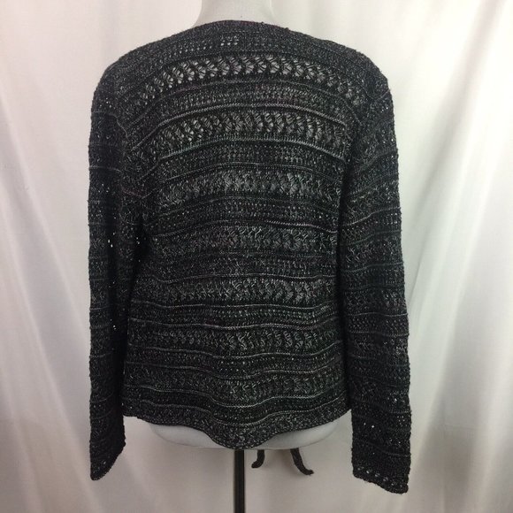 A2 Armand & Alba Cropped Sweater Loose Open Weave Tie Front USA Purple Gray - Picture 5 of 8